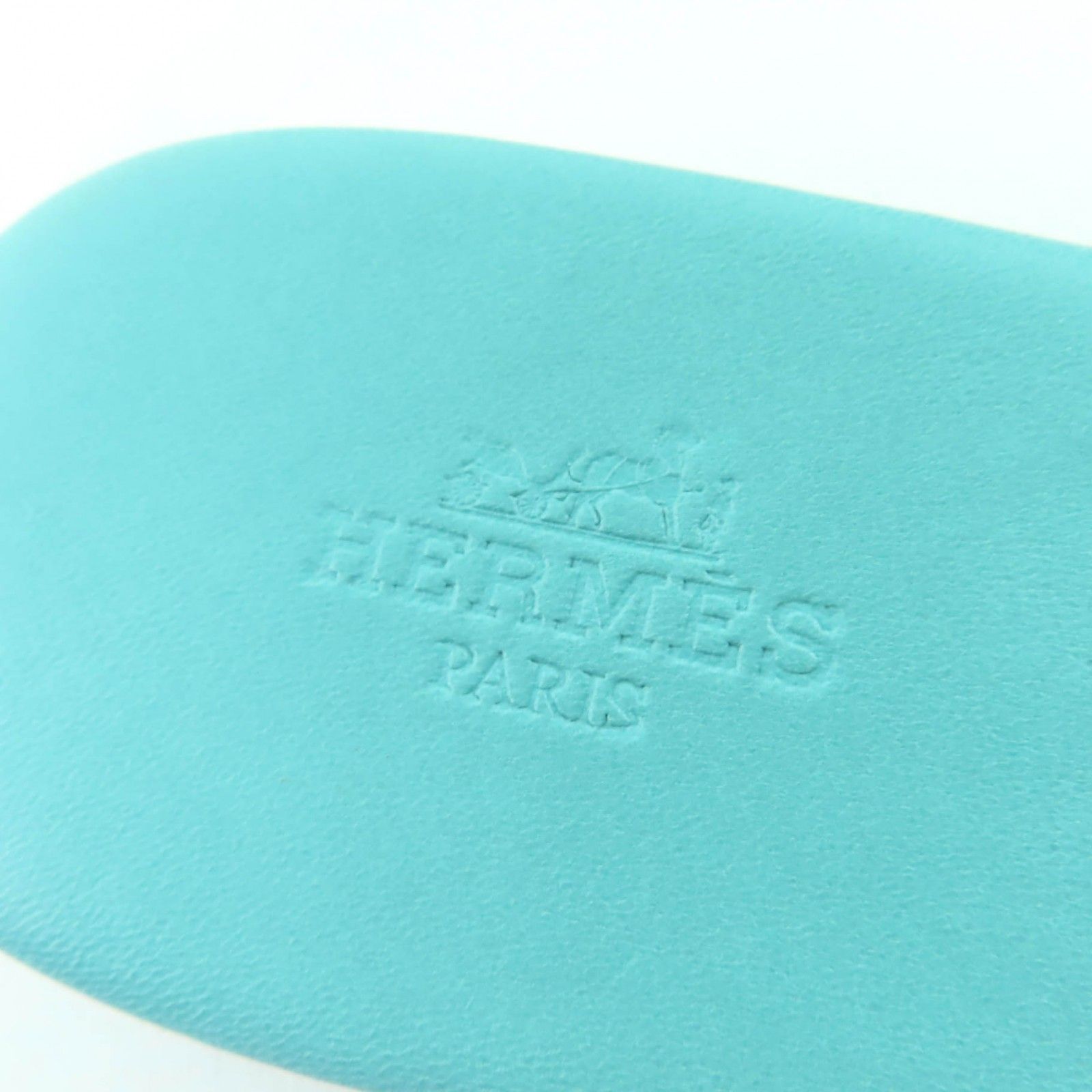  HERMES エルメス シルバー金具 メドール金具 レザー フラット トング サンダル ライトブルー 36 スペイン製 レディース サンダル サンダル ミュール