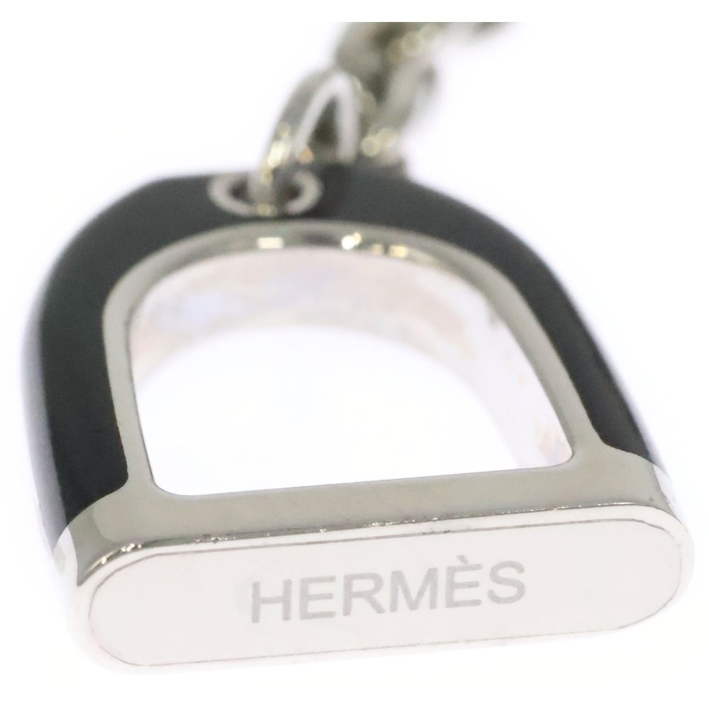 HERMES エルメス Etrier エトリエ チェーン ネックレス シルバー ブラック DECORATOM_COM_BR