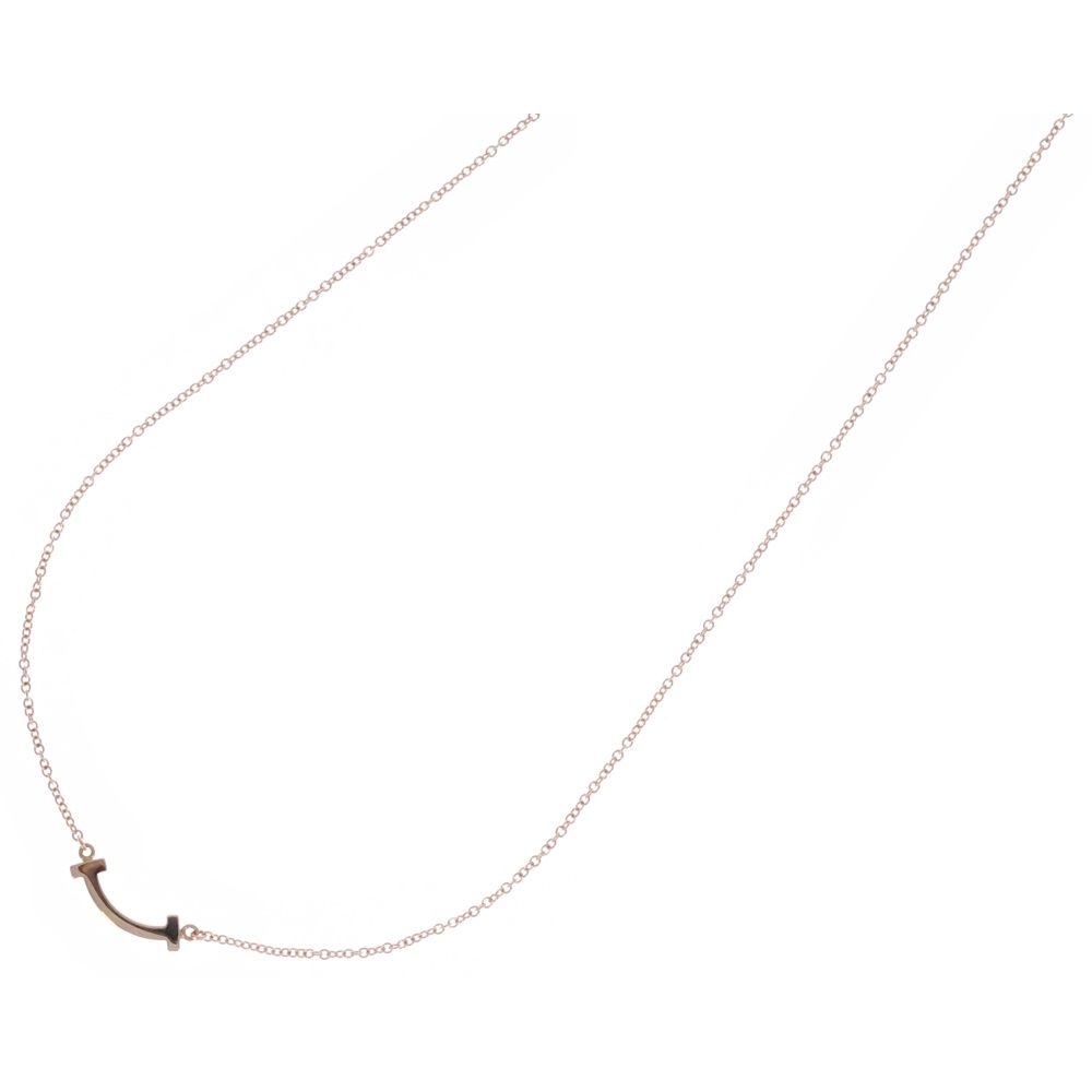 TIFFANY - Co. ティファニー Tスマイル ミニ ネックレス ペンダント チェーン ピンクゴールド Au750YG