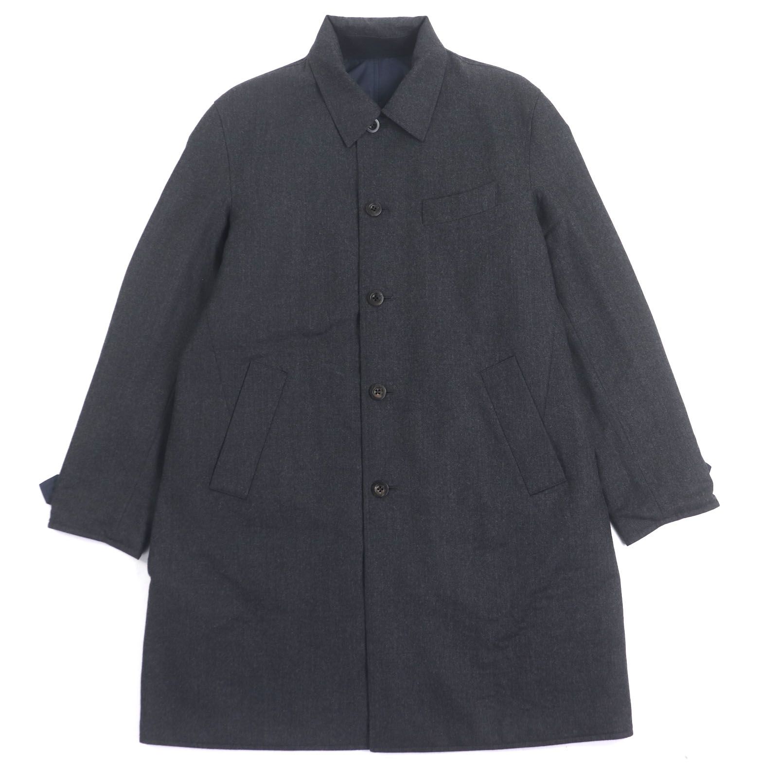 Dunhill ダンヒル ナイロン ウール リバーシブル 中綿入り ステン コート グレー ネイビー XLS XLサイズ相当 イタリア製 メンズ