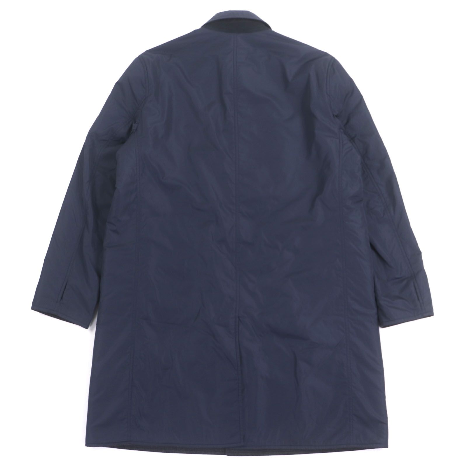 Dunhill ダンヒル ナイロン ウール リバーシブル 中綿入り ステン コート グレー ネイビー XLS XLサイズ相当 イタリア製 メンズ KANDAIZUMI_COM