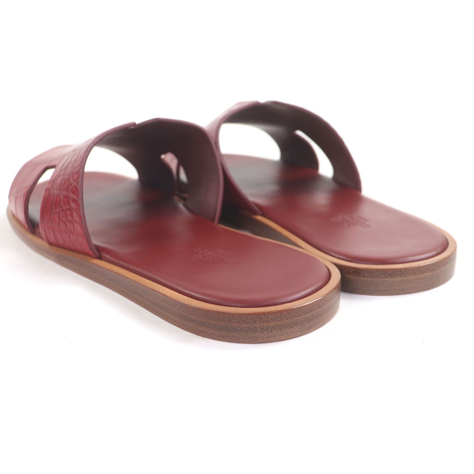 HERMES エルメス イズミール クロコダイルレザー Hロゴ シャワーサンダル スライドサンダル レッド 42 き イタリア製 メンズ