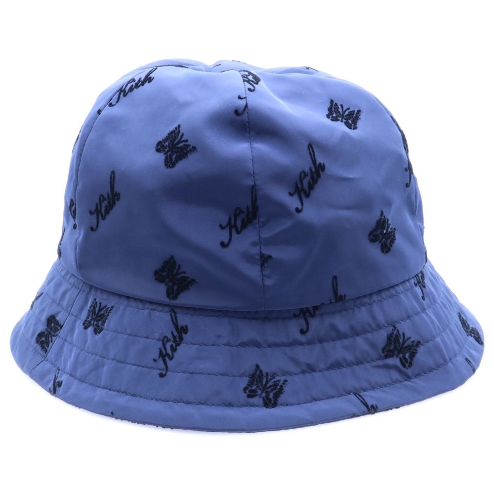  Needles ニードルス ×KITH キス 総柄 ナイロン バケットハット 帽子 ブルー LQ 358 ハット 帽子