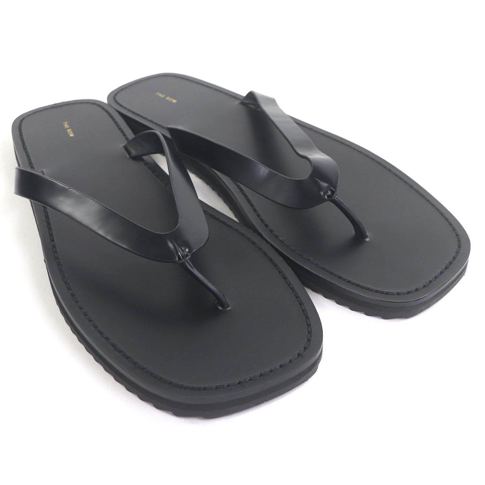 THE ROW ザロウ CITY FLIP FLOP レザー フリップフロップ トングサンダル ビーチサンダル ブラック 46 イタリア製 メンズ
