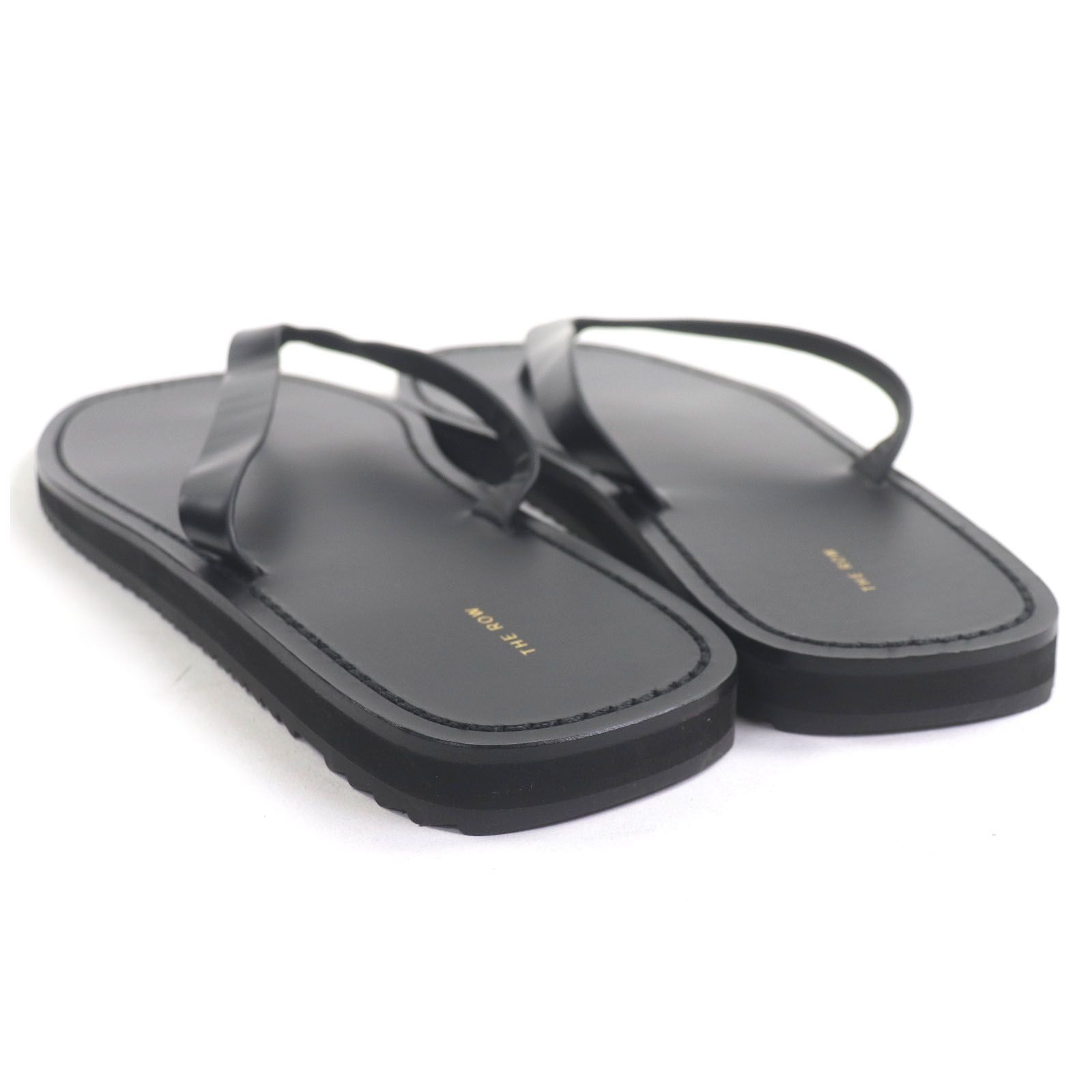 THE ROW ザロウ CITY FLIP FLOP レザー フリップフロップ トングサンダル ビーチサンダル ブラック 46 イタリア製 メンズ
