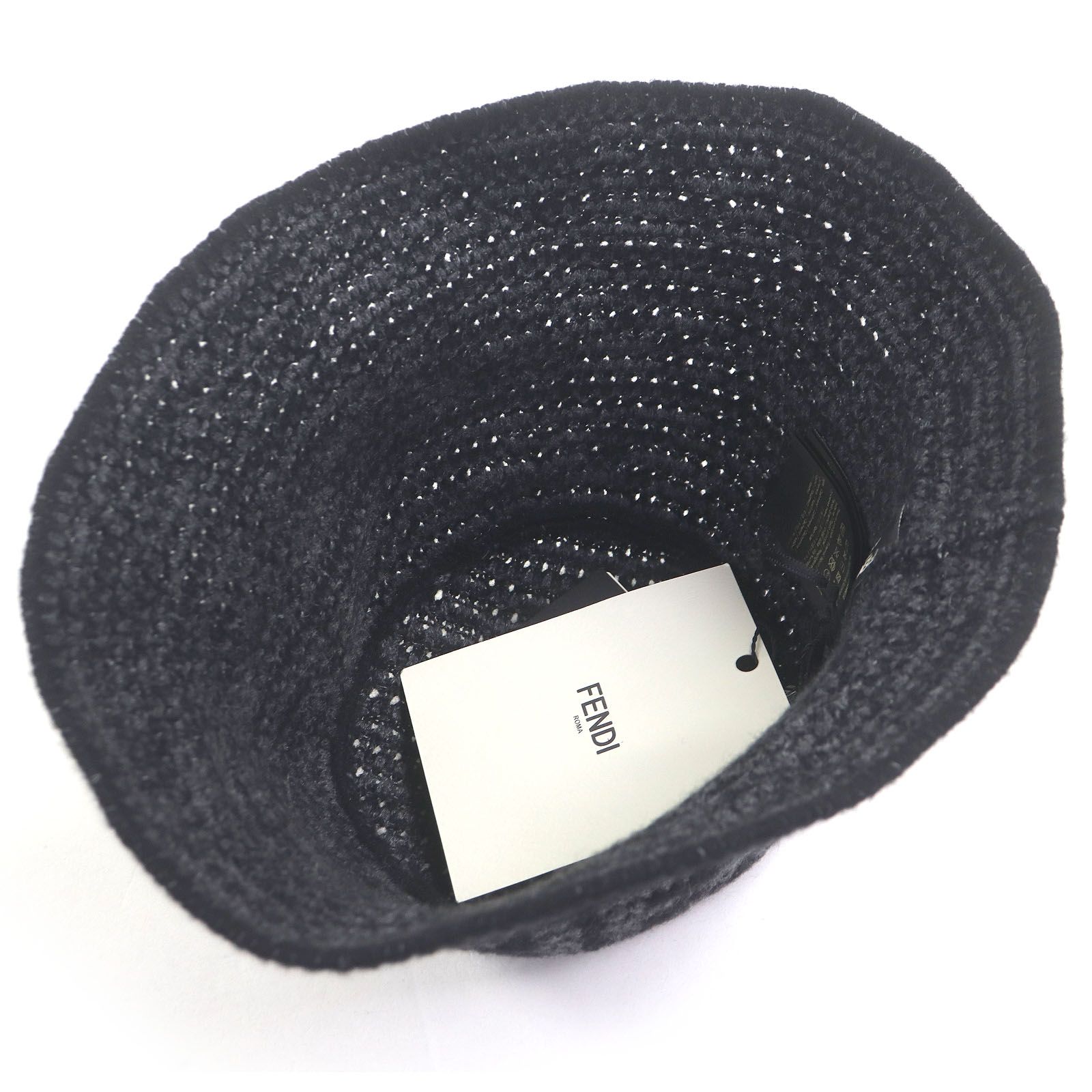  FENDI フェンディ FXQ 958 カシミヤ混 ズッカ FFロゴ 総柄 ニット バケット ハット ブラック グレー 保存袋付き イタリア製 メンズ レディース その他 ハット