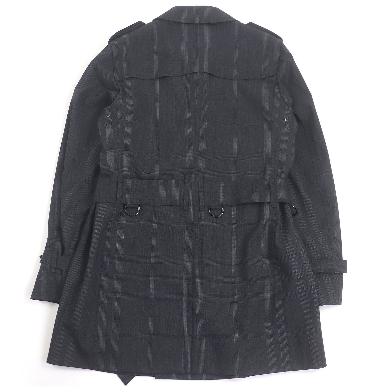 BURBERRY LONDON バーバリーロンドン チェック柄 ダブルブレスト トレンチコート スプリングコート チャコール LL メンズ KANDAIZUMI_COM