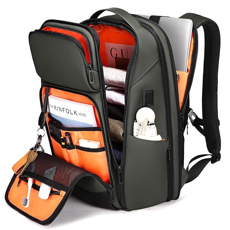 FENRUIEN リュック メンズ ビジネスリュック リュックサック 大容量 PCラップトップバック 防水 17インチ ビジネスバッグ マチ拡張 USB充電ポート 黒 型崩れ防止 通学 通勤 出張