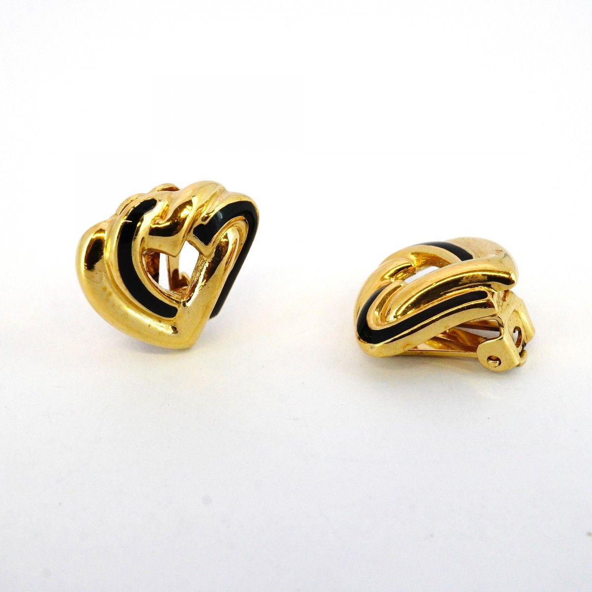 5jmb0596 クリスチャンディオール イヤリング ハートモチーフ GPメッキ ゴールド ブラック レディース