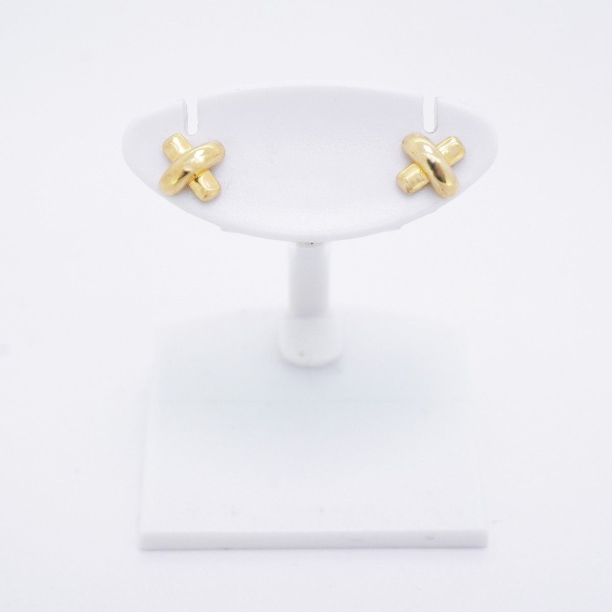 5jmb0607 ティファニー ピアス クロスステッチ K18YG イエローゴールド レディース