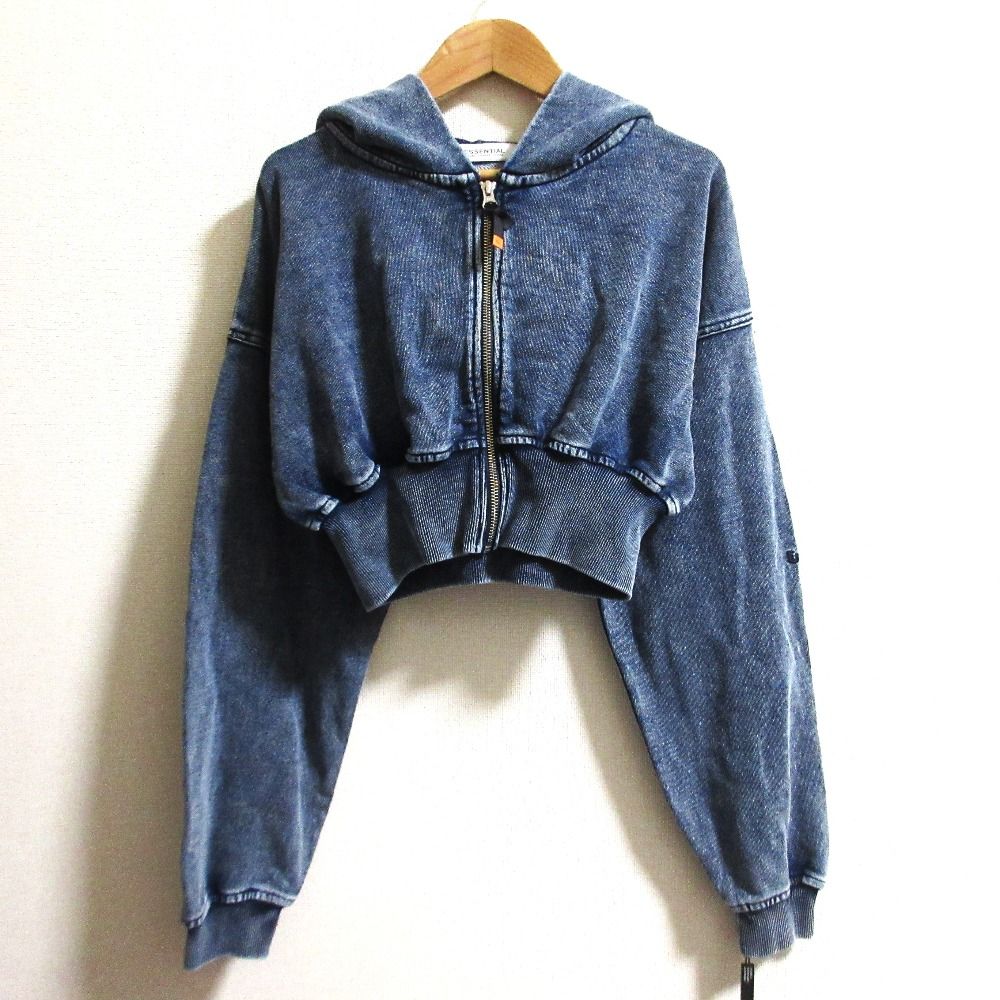 25SS ESSENTIAL エッセンシャル ダブル クロージング インディゴクロップドパーカー 2508060251 サイズF ブルー レディース 古着