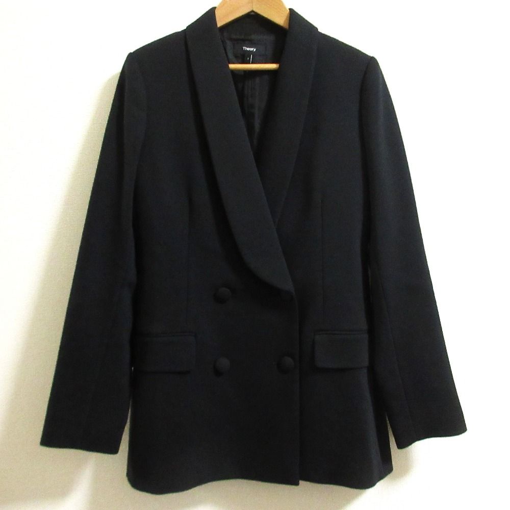 theory セオリー UTILITY ウール ショール ジャケット パンツ セットアップ スーツ サイズ2 ブラック レディース 古着