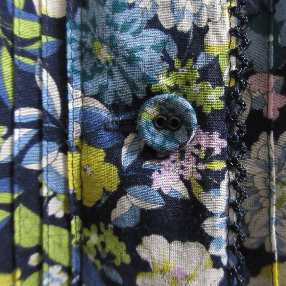 INGEBORG インゲボルグ ボタニカルプリント フリルスリーブロングワンピース サイズ4 ネイビー レディース 古着