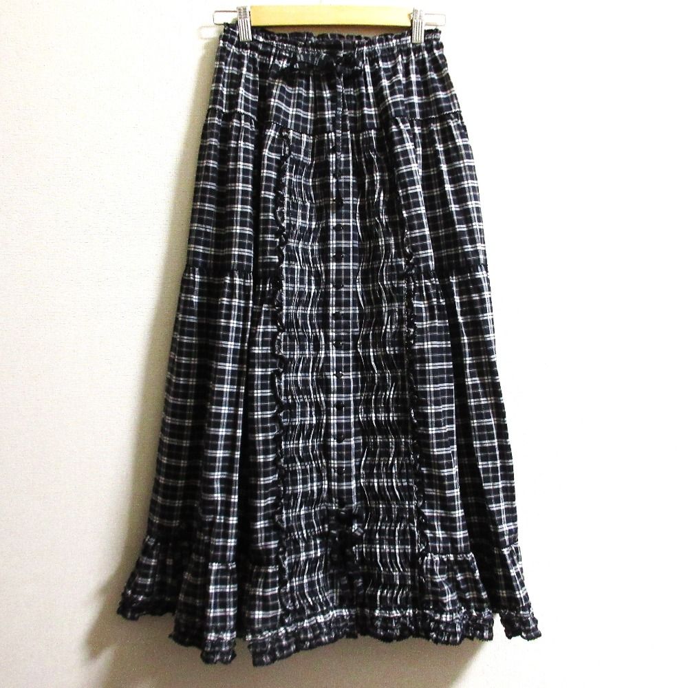 PINK HOUSE ピンクハウス タータンチェックスカート ブラック レディース 古着