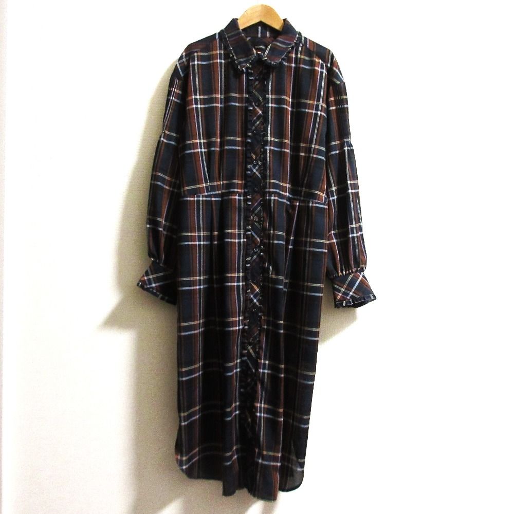 INGEBORG インゲボルグ オリジナルチェックシャツワンピース サイズ4 グリーン レディース 古着