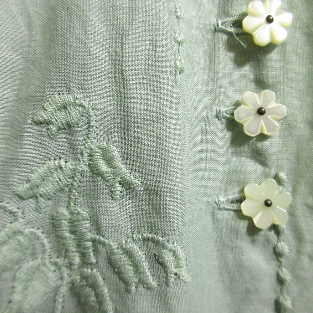 INGEBORG インゲボルグ スズラン刺繍ロングワンピース サイズ4 ミント レディース 古着