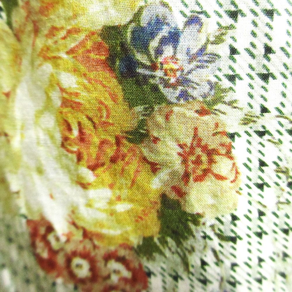 INGEBORG インゲボルグ チェックフラワーpt.タックスカート グリーン レディース 古着