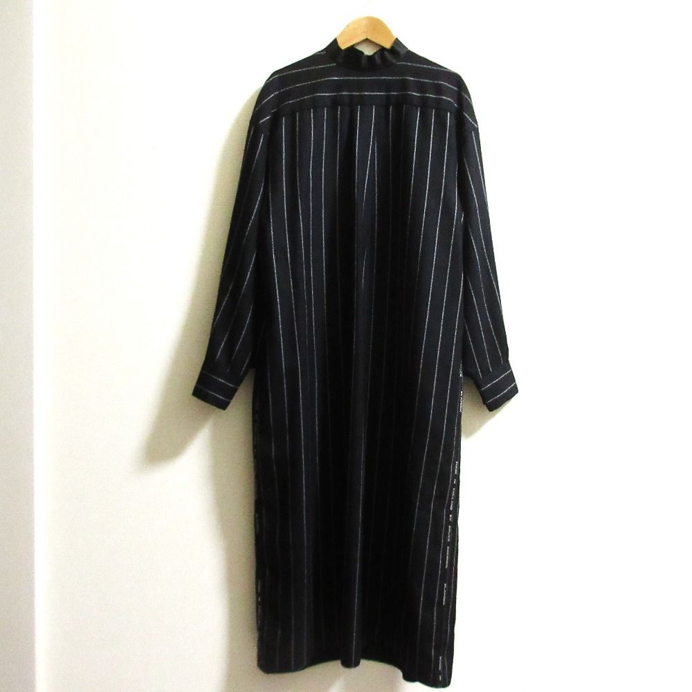 BLAMINK ブラミンク ウール ストライプ スタンド ワンピース サイズ38 ブラック レディース 古着
