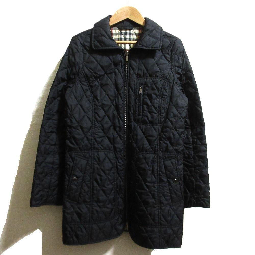BURBERRY LONDON バーバリーロンドン キルティングライナー付き ノバチェック モッズ コート サイズ40 ブラック レディース 古着 GULLKHAN_COM