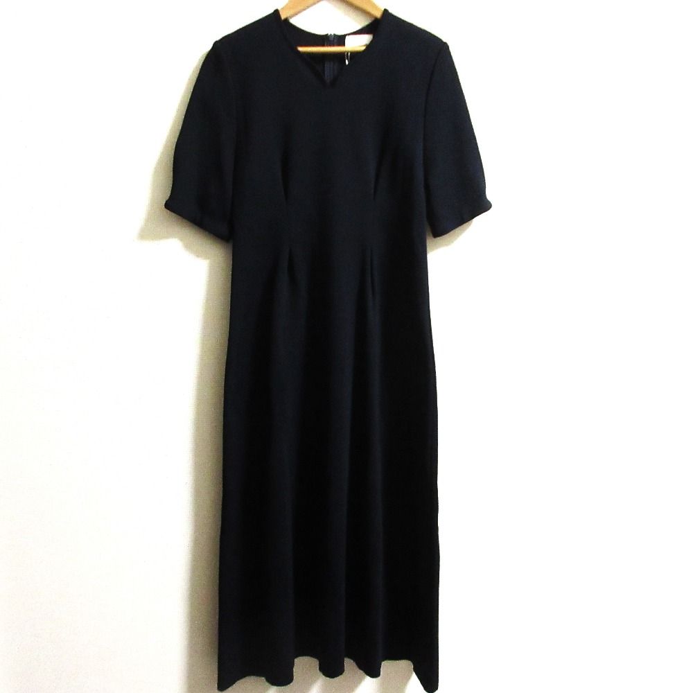 24SS Ballsey ボールジー ミラノリブ タックスリーブワンピース 11-06-42-06101 サイズ36 ダークネイビー レディース 古着