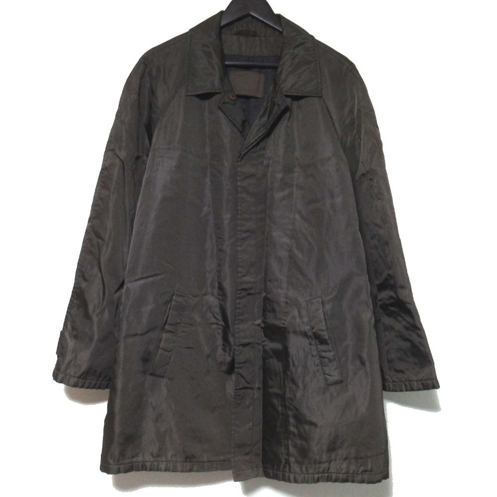 PRADA プラダ ヴィンテージ ウールライニング ナイロン ステン コート Mサイズ ブラウン メンズ 古着