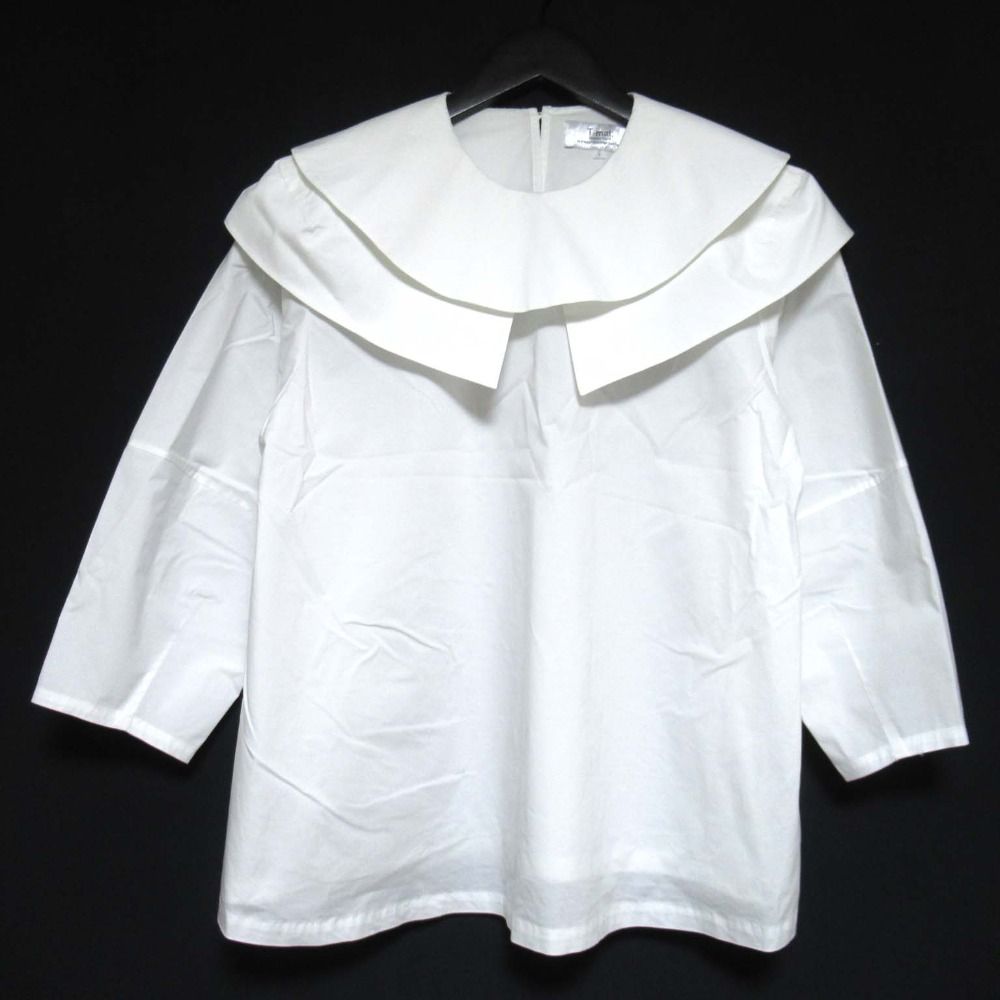 クリーニング済 T-MAT Masaki-paris ティーマットマサキパリ Drawer別注 七分袖 ダブル プルオーバー ブラウス 1 ホワイト レディース 古着