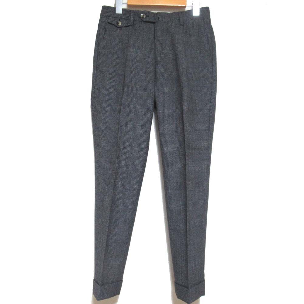 PT01 ピーティーゼロウーノ グレンチェック柄 ALFRED BROWN ジェントルマンフィット スラックスパンツ サイズ44 グレー メンズ 古着