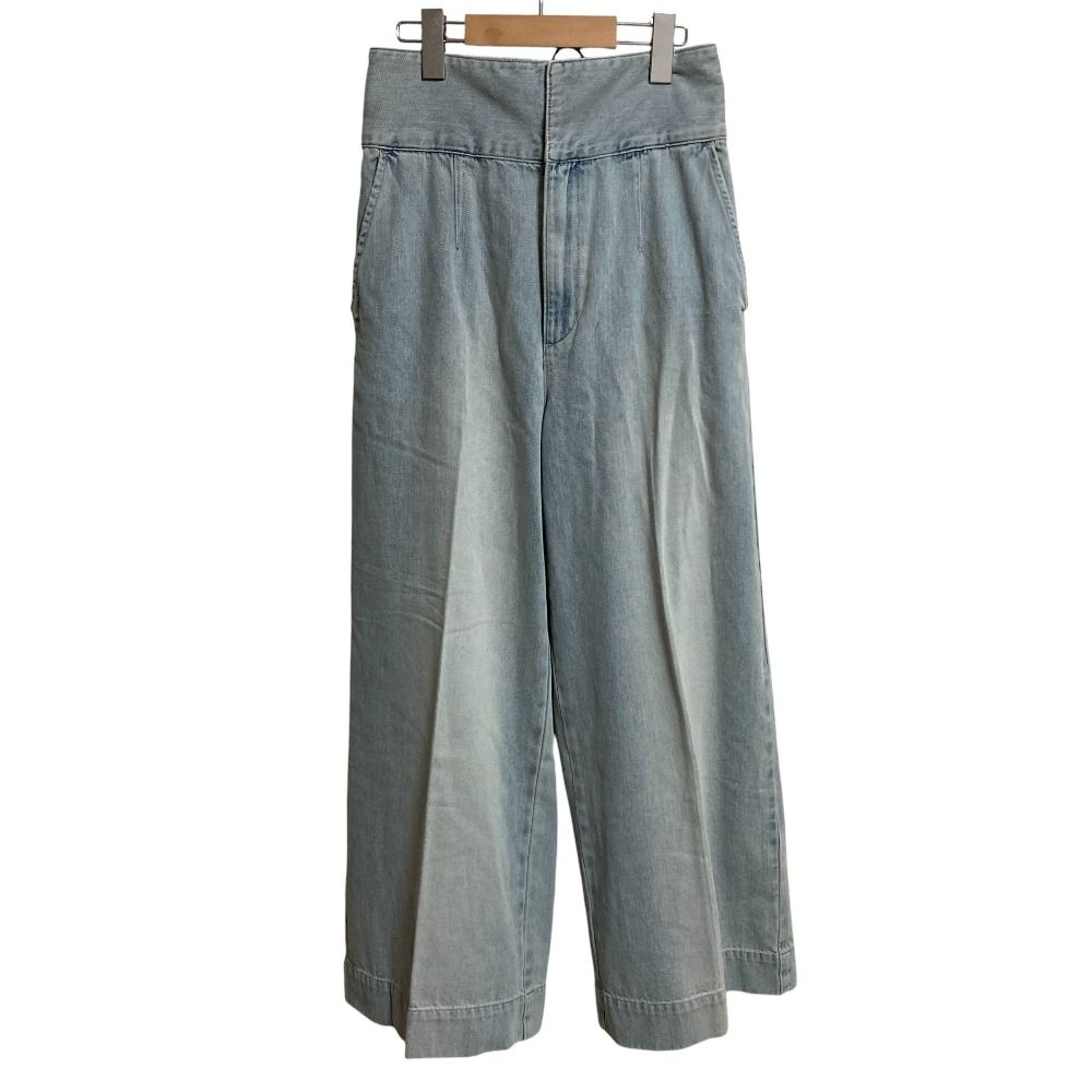25SS La boutique BonBon ラブティックボンボン バックレースアップ デニムワイドパンツ サイズ36 サックスブルー レディース 古着