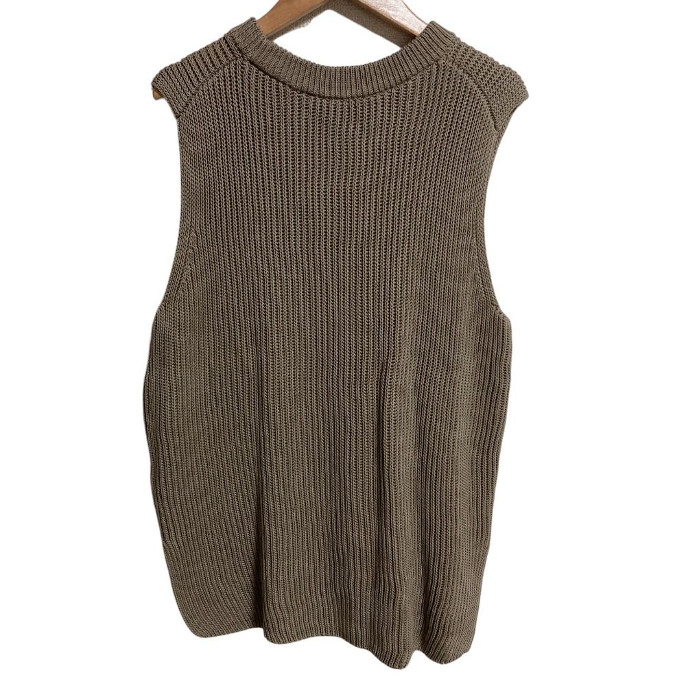 25 SS I LIKE. エブリデイアイライク リネンベスト ジレ カーキ レディース 古着