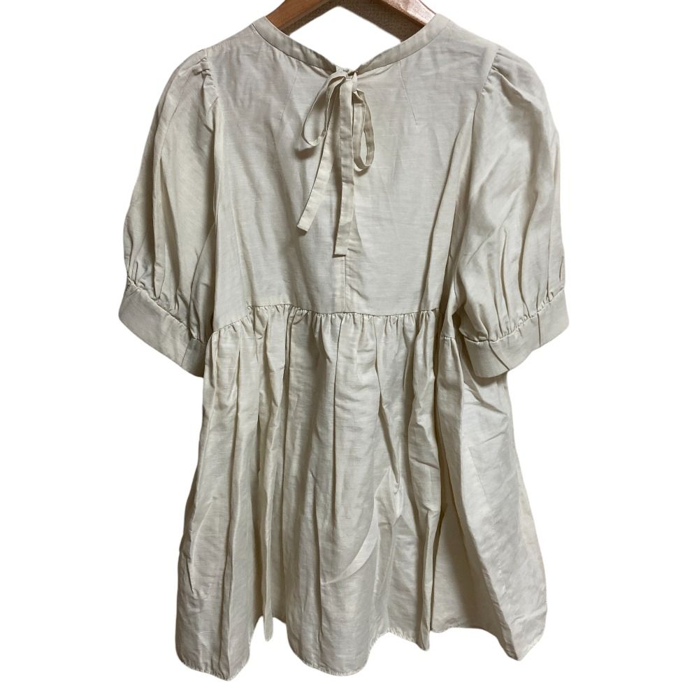 23 SS yori ヨリ ショートパフギャザーブラウス YR 21-23066 SM サイズ36 オフホワイト レディース 古着