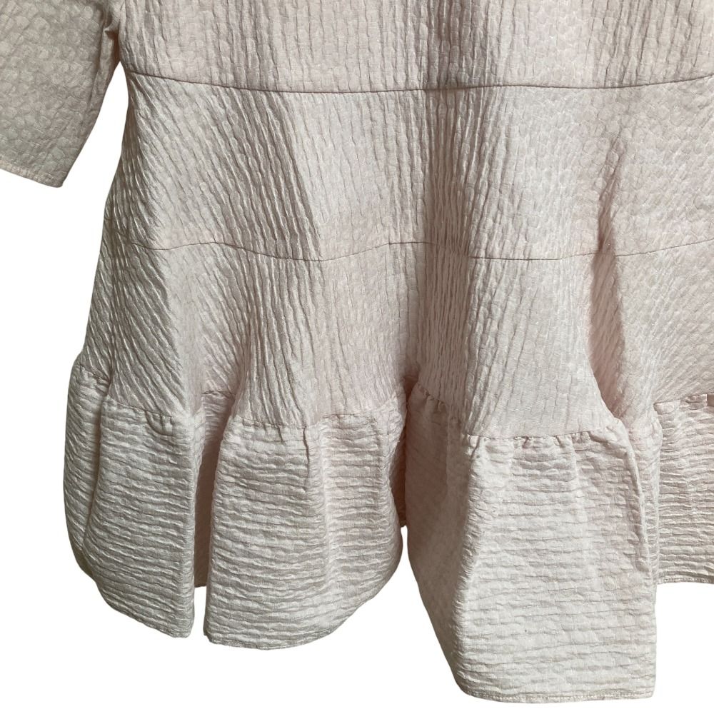  23 SS yori ヨリ フクレティアード バックリボン 半袖 ブラウス YR 21-23065 SM サイズ36 ピンク レディース 古着 半袖 シャツ ブラウス