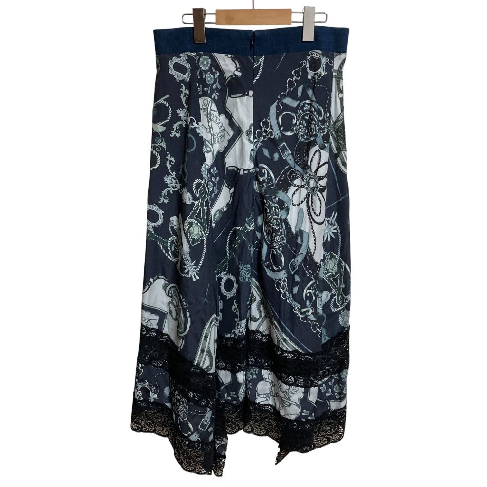 Y s ヨウジヤマモト ピンクレーベル スカーフプリントスカート YB-S40-230 サイズ2 ネイビー レディース 古着