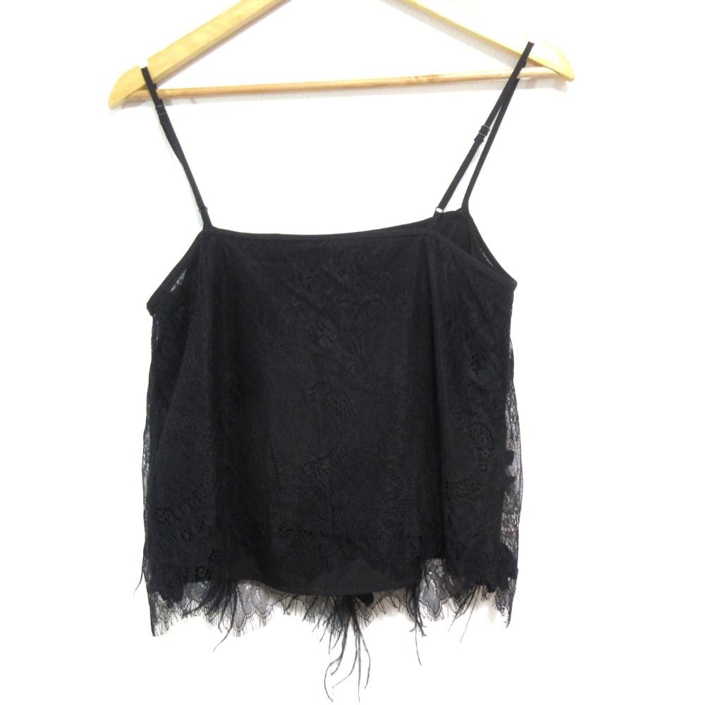 24 SS Sea YORK シーニューヨーク BETHANY LACE TANK TOP キャミソール Sサイズ ブラック レディース 古着