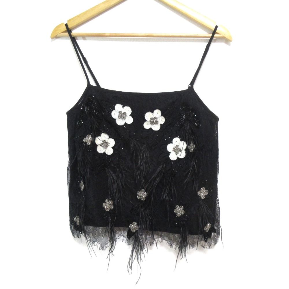 24SS Sea NEW YORK シーニューヨーク BETHANY LACE TANK TOP キャミソール Sサイズ ブラック レディース 古着