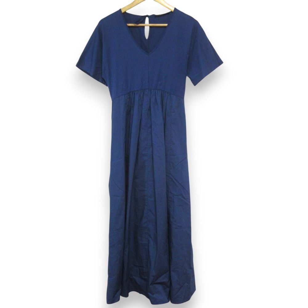 25SS Weekend Max Mara ウィークエンド マックスマーラ ショートスリーブ ウエストギャザー ワンピース Sサイズ ネイビー レディース 古着