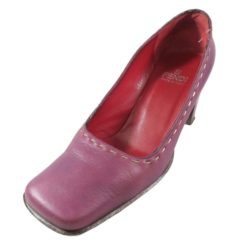 FENDI フェンディ スクエアトゥ パンプス チャンキーヒール ハイヒール  