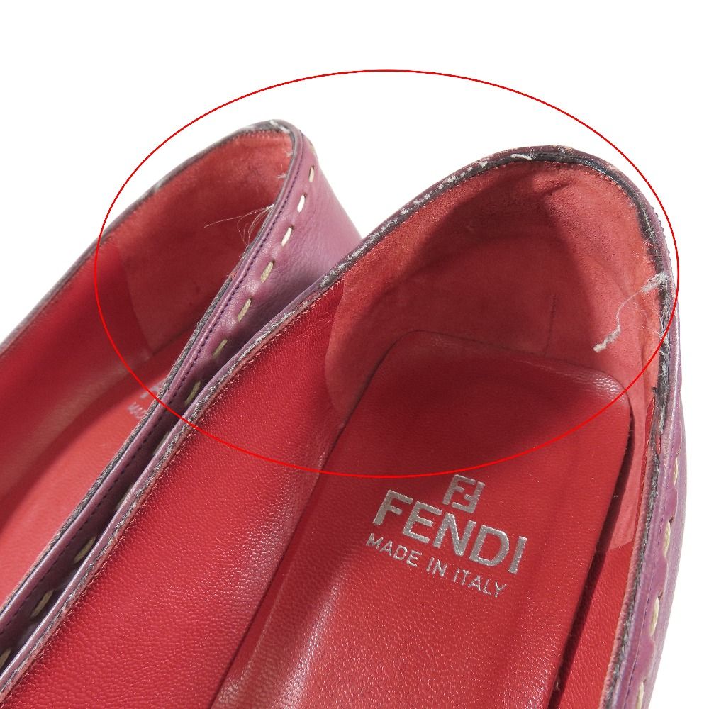 FENDI フェンディ スクエアトゥ パンプス チャンキーヒール ハイヒール  