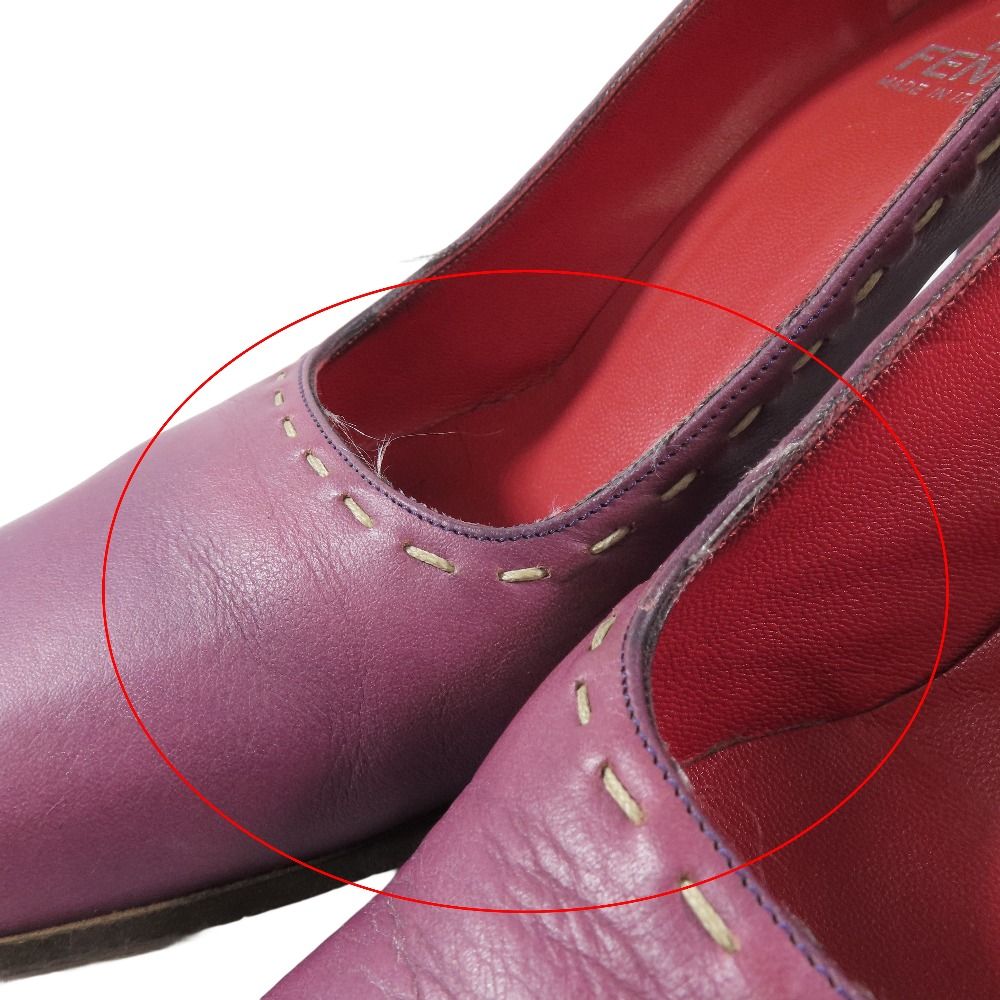 FENDI フェンディ スクエアトゥ パンプス チャンキーヒール ハイヒール  