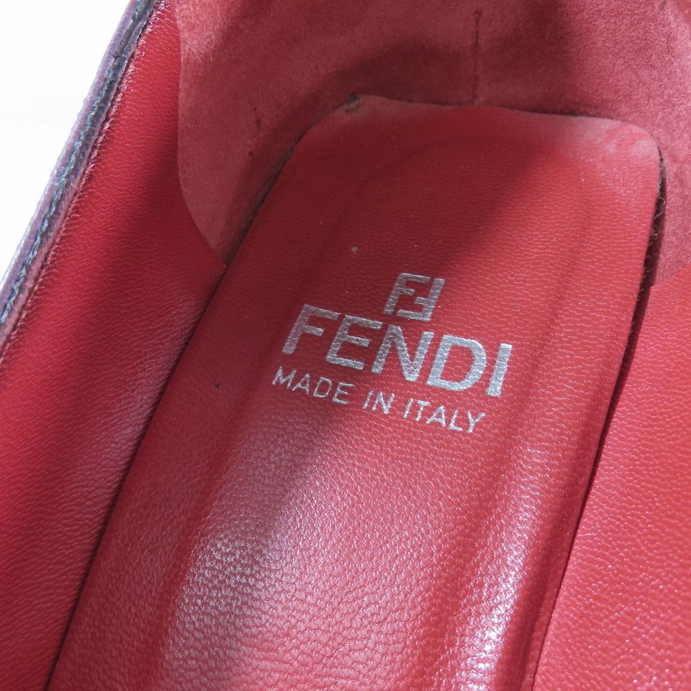 FENDI フェンディ スクエアトゥ パンプス チャンキーヒール ハイヒール  