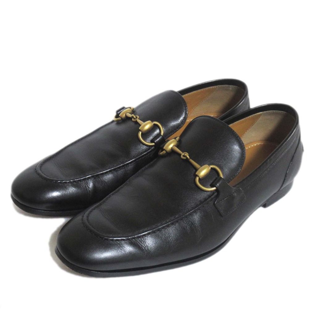 GUCCI グッチ ヨルダーン ホースビット ローファー ドレスシューズ 406994 サイズ5 24cm相当 ブラック×ゴールド金具 メンズ 古着