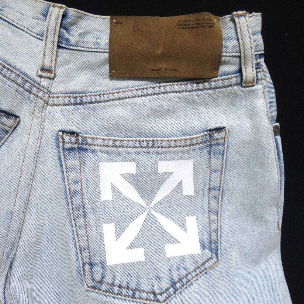 美品 Off-White オフホワイト バックアロープリント デニム