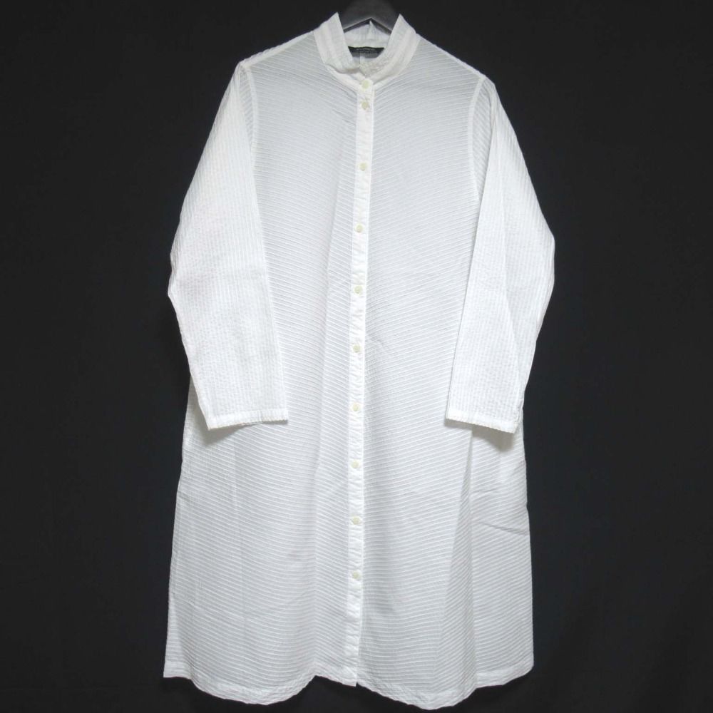 クリーニング済 YACCOMARICARD ヤッコマリカルド 長袖 バンド シャツワンピース Nサイズ ホワイト レディース 古着