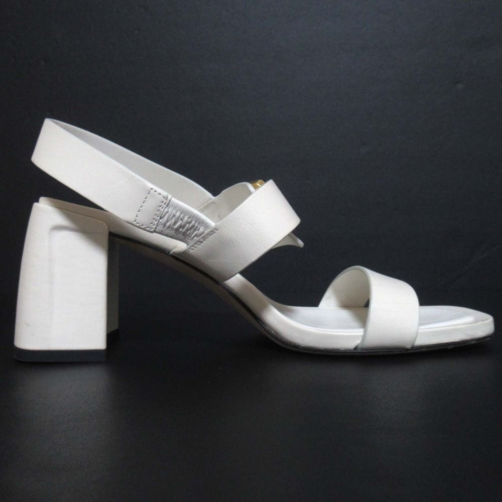  24 SS JIMMY CHOO ジミーチュウ Hawke 70 ハワケ チャンキーヒール ストラップサンダル サイズ37 cm相当 オフホワイト レディース 古着 サンダル サンダル ミュール