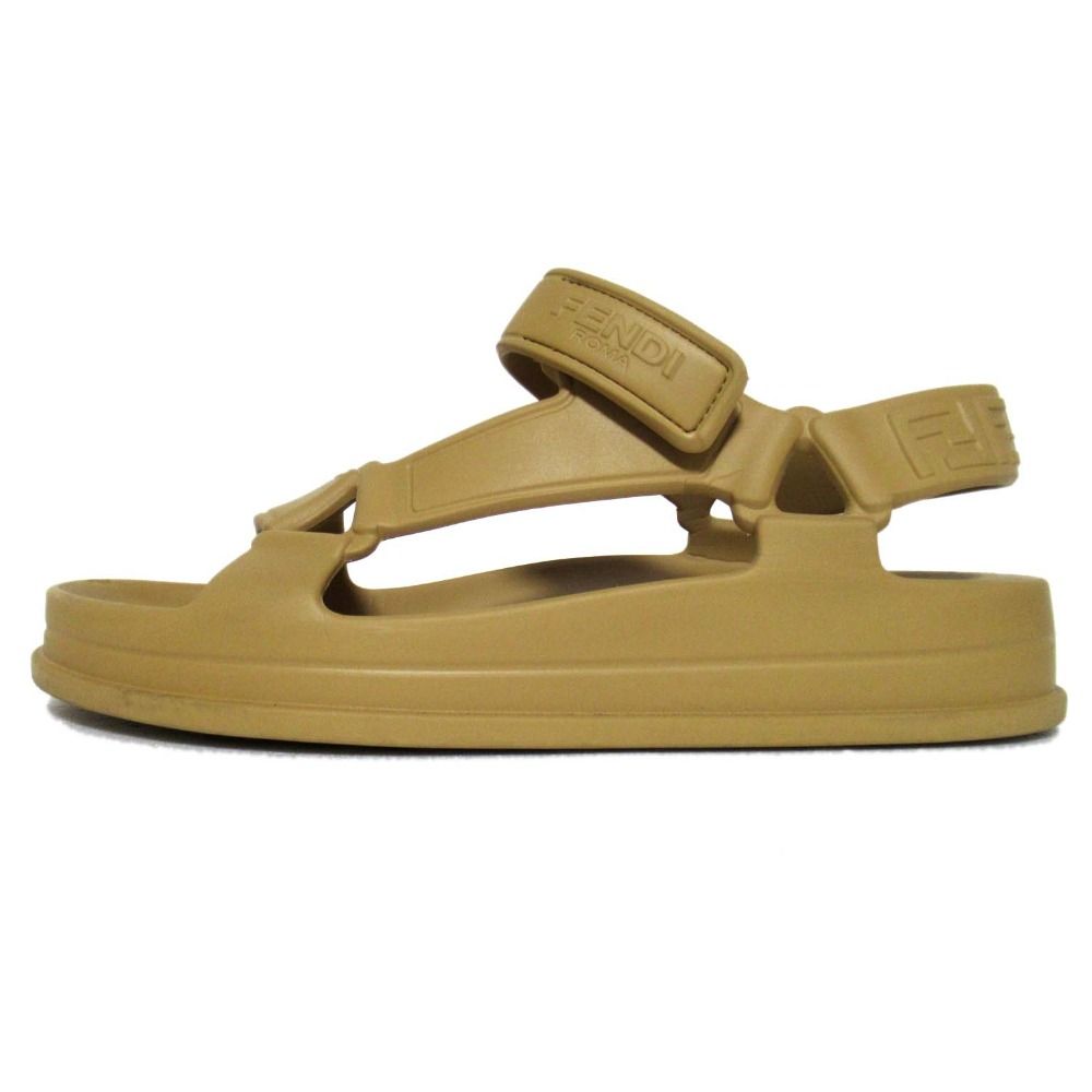 22 SS FENDI フェンディ ラバー ストラップ スポーツサンダル サイズ36 23 cm相当 ベージュ レディース 古着