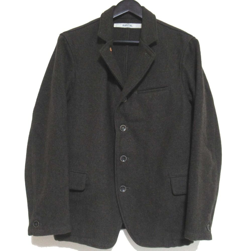 KAPITAL キャピタル シングル ウール テーラードジャケット サイズ2 カーキ メンズ 古着