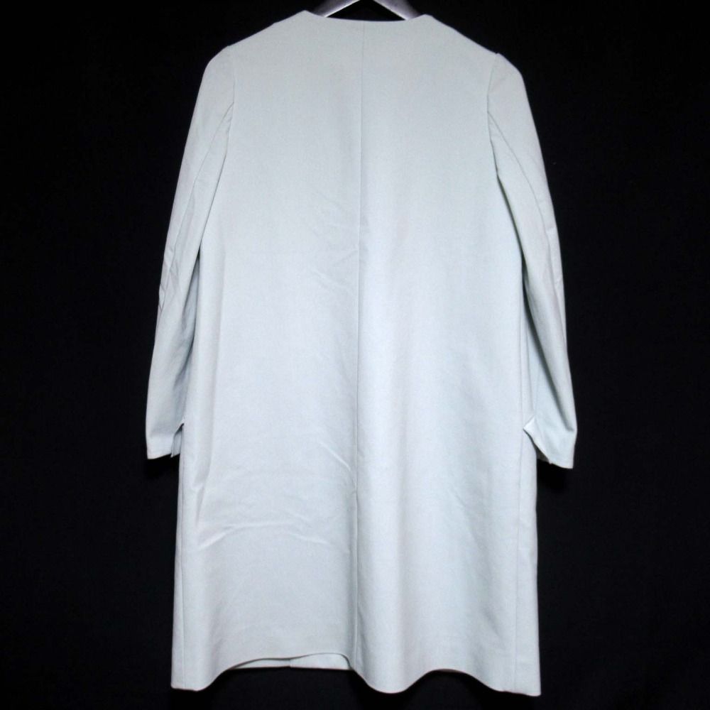 FOXEY NEW YORK フォクシーニューヨーク フラウンス ポケット ノー コート 39682 サイズ38 ライトブルー レディース 古着