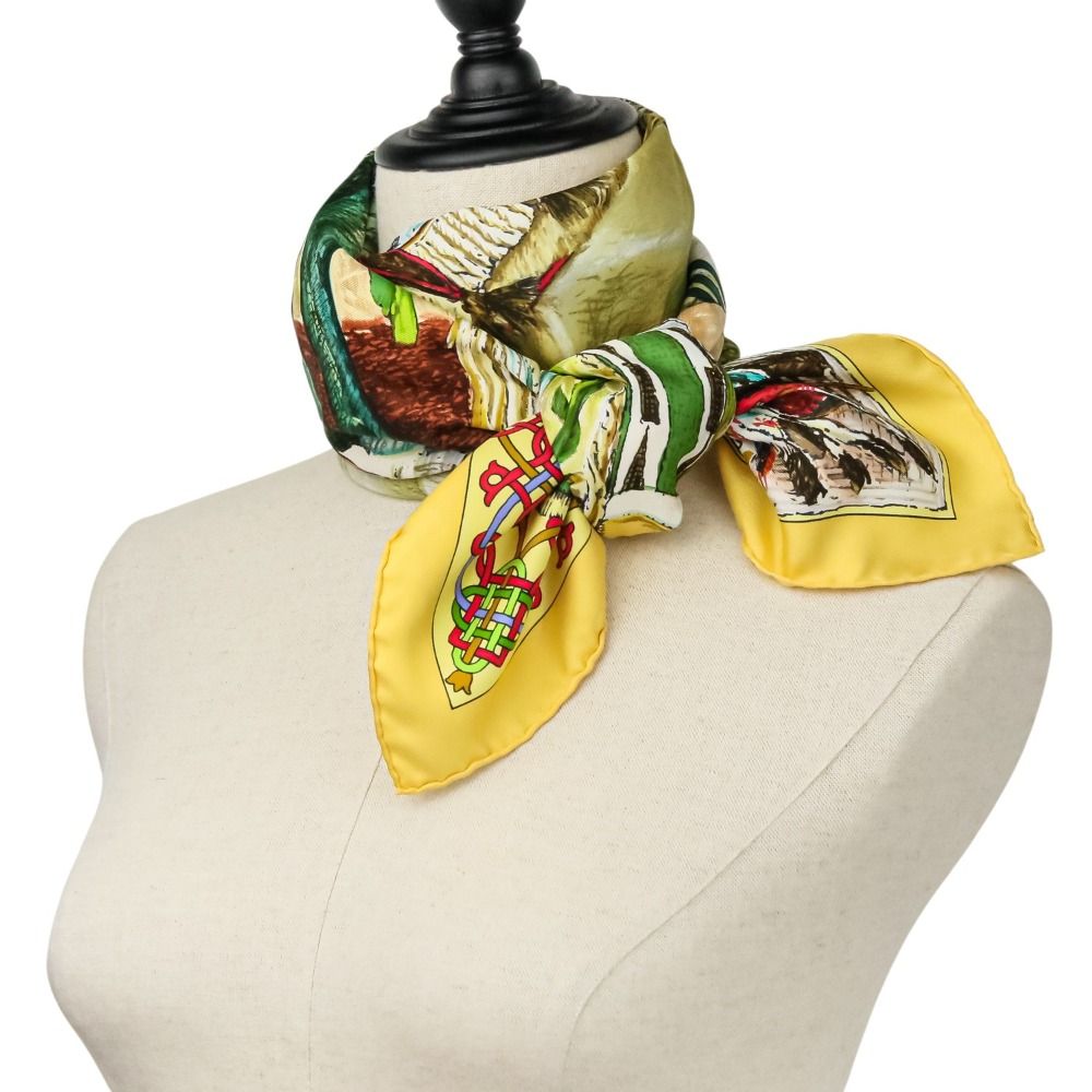 HERMES エルメス カレ90 Les Cheyennes シャイアン族 スカーフ イエロー レディース 古着