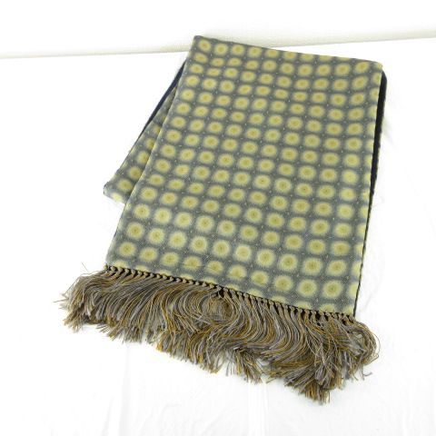 ダンヒル dunhill カシミヤマフラー シルク フリンジ 総柄 ベージュ