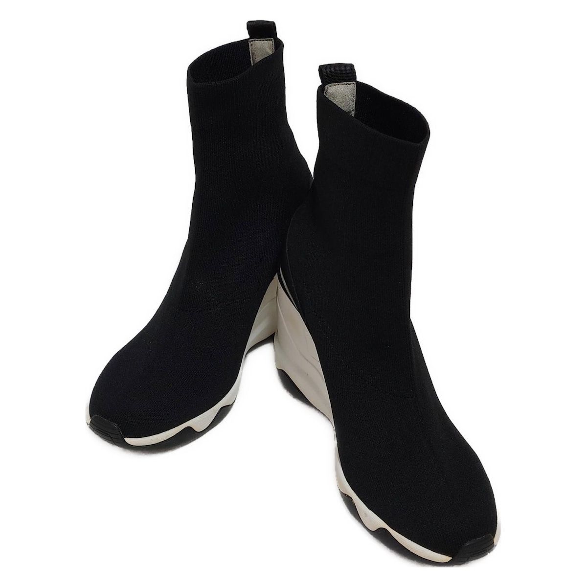 DIANA ダイアナ ショートブーツ 22.5 レディース 黒 ウェッジソール レザー