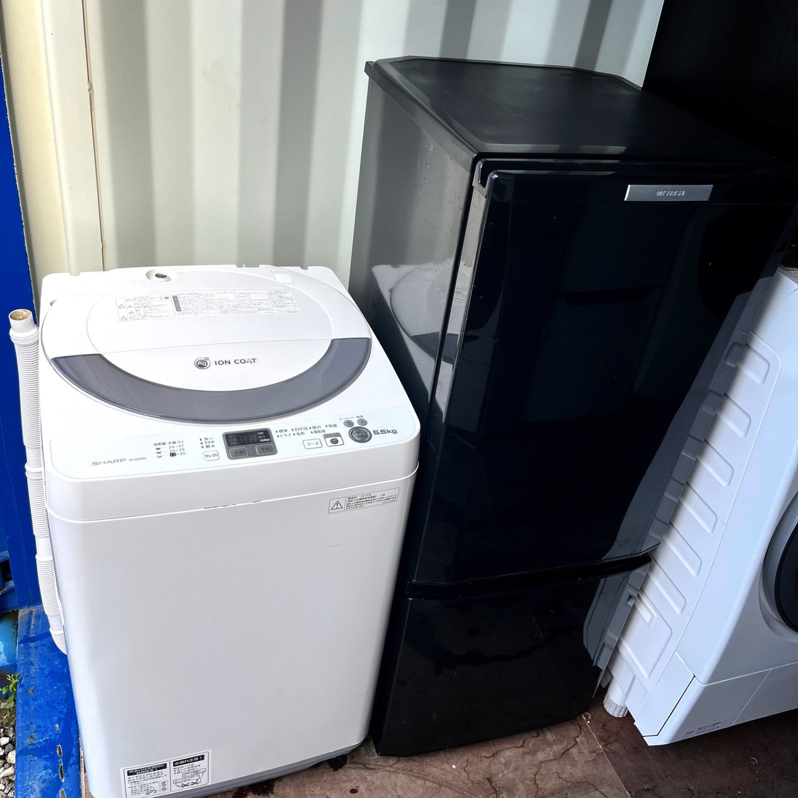 332取付無料！三菱低温ケース搭載スタイリッシュブラック冷蔵庫SHARP洗濯機 332取付無料！三菱低温ケース搭載スタイリッシュブラック冷蔵庫SHARP